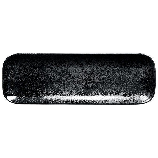 RAK PORCELAIN KARBON BLACK RECTANGULAR COUPE PORCELAIN PLATE, DIM (CM): 33 L X 11 W. - Mabrook Hotel Supplies