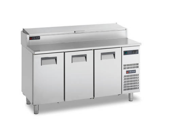 3 Doors GN Pizza /Snack Preparation Counter with Castors. - Mabrook Hotel Supplies