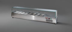 REFRIGERATED DISPLAY SHOWCASE, FLAT GLASS, TO FIT 5 GN 1/3 (OLD CODE: TCN-VR3140VD). - Mabrook Hotel Supplies