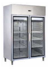 2 Glass Door Upright Refrigerator with 3 Shelves each side and Castors. - Mabrook Hotel Supplies