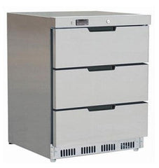 3 Drawer Under Counter Refrigerator with Front 2 Feet and Back with 2 wheels. - Mabrook Hotel Supplies