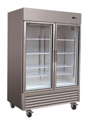 2 Glass Door Upright Refrigerator with 3 Shelfs each side and Castors. - Mabrook Hotel Supplies