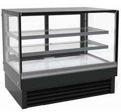 90cm Cake Showcase with 2 Shelves + Base Depth 680 mm & Castors. - Mabrook Hotel Supplies