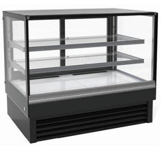 90cm Cake Showcase with 2 Shelves + Base Depth 800 mm & Castors. - Mabrook Hotel Supplies