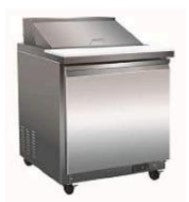 1 Solid Door Refrigerated Salad with 1 Shelf and Castors. - Mabrook Hotel Supplies