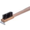 WOOD HANDLE SCRAPER WITH CARBON STEEL BRISTLES DIM-BRUSH SIZE:13.97CM, OVERALL LENGTH:50.80CM, WIDTH:6.35CM