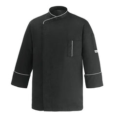 CHEFJACKET BLACK CESARE MICROFIBER 100% - Mabrook Hotel Supplies