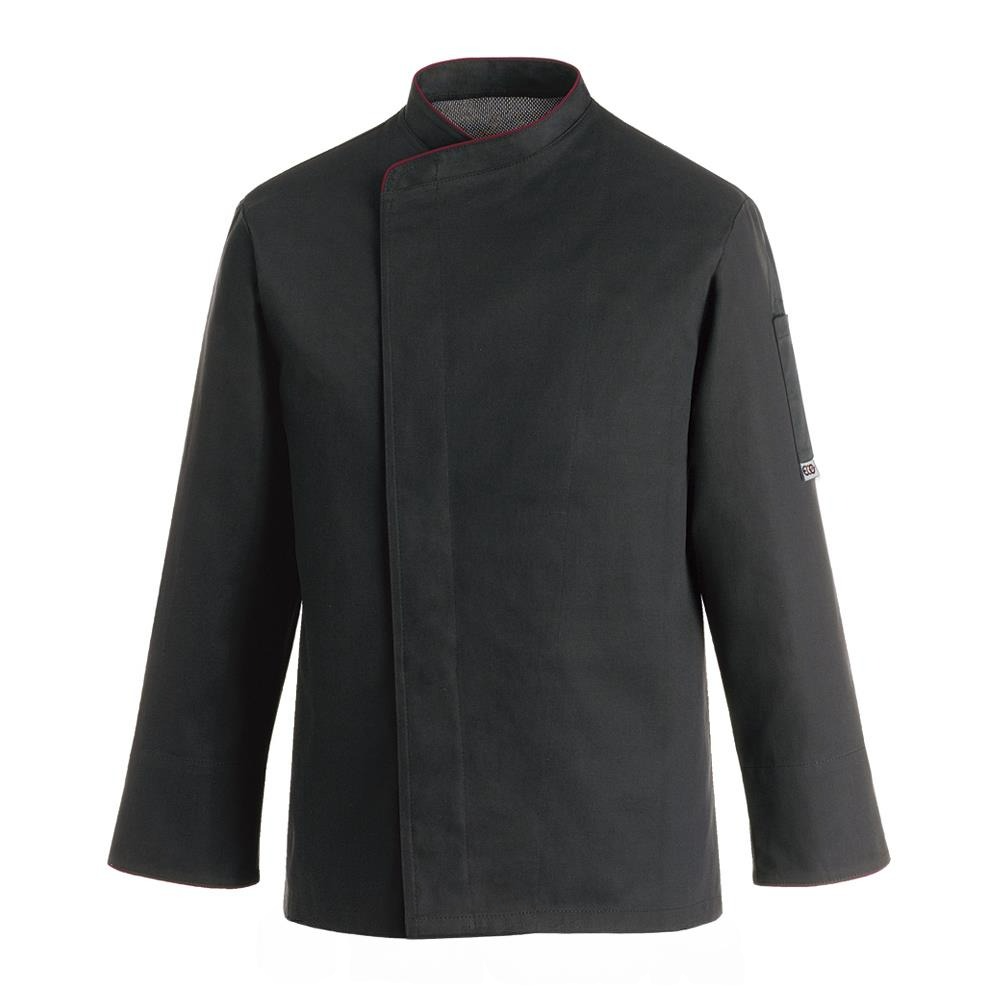 CHEFJACKET BLACK OTTAVIO LARGE S MICROFIBER 100% - Mabrook Hotel Supplies