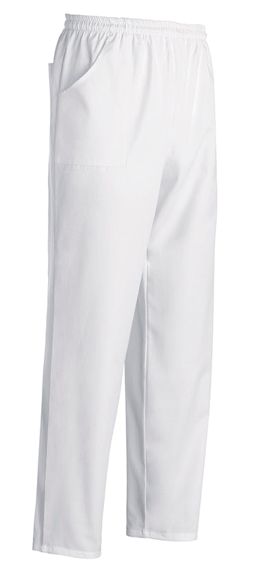 CHEFTROUSER COULISSE WITH PATCH WHITE EXTRA DRY MICROFIBER - Mabrook Hotel Supplies