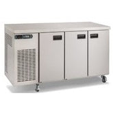3 Doors Xtra Refrigerated Counter - 2 Left Hand and 1 Right hand Door with 3 Shelves and 4 Castors.