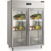 Double Glass Door Monobloc Upright Freezer Cabinet.