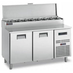 2 Doors EN Pizza /Snack Preparation Counter with Castors. - Mabrook Hotel Supplies