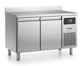 2 Doors GN 1/1 Refrigerated Counters Depth 700 - with BackPlash & 4 Castors. - Mabrook Hotel Supplies