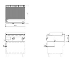 Mareno/ 70 RANGE 80 cm Gas Lava Rock CharGrill with (CR0980199M - AGR78GGKM 80cm Wide (CI = Cast Iron Grid Factoiry Fitted).
