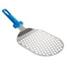 STAINLESS STEEL OVAL PEEL 18x22 CM , PERFORATED BLADE, FIXED GRIP