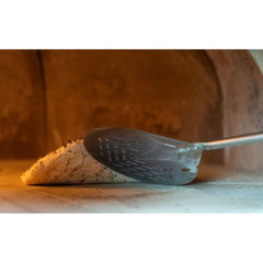 STAINLESS STEEL PERFORATED ROUND SMALL PIZZA PEEL - 20 CM, LENGTH - 150 CM - Mabrook Hotel Supplies