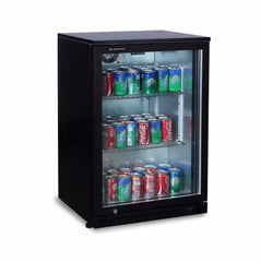 (BBS-130H(A) Short Version BackBar Cooler with 1 Hinged Door and 2 Shelves - Black Color , Dim: 600x520x845 mm (WxDxH). - Mabrook Hotel Supplies