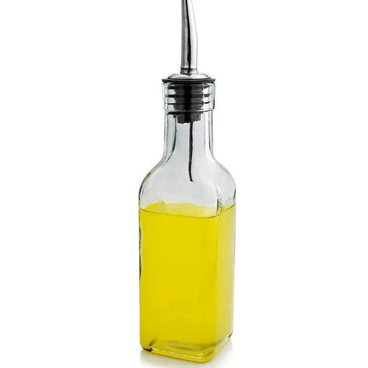 SQUARE SALAD OLIVE OIL BOTTLE WITH S/S POURER,DIM:6OZ - Mabrook Hotel Supplies