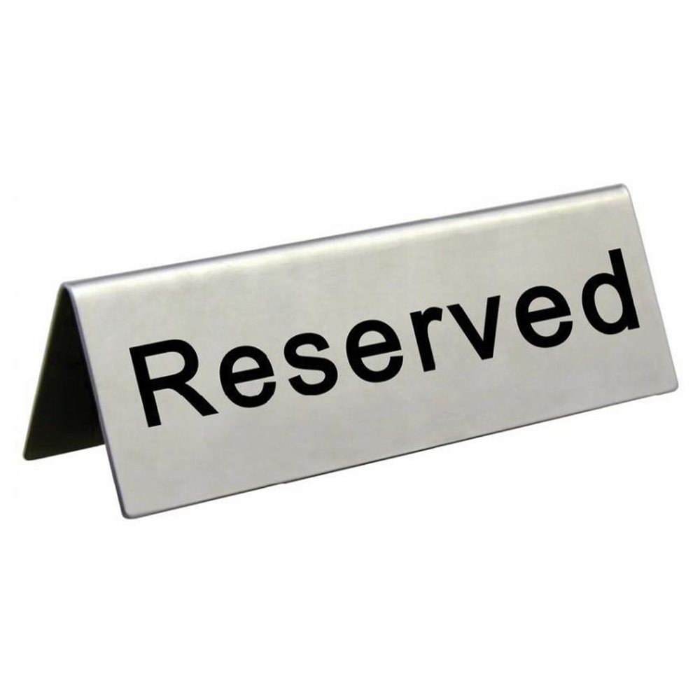 RESERVED SIGN 120X38 MM. PAPER CARD INSIDE THE PLASTIC CARD. - Mabrook Hotel Supplies