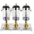 S/S & BRASS TRIPLE JUICE DISPENSER, DIM: 86.5x35x60 CM, CAP: 8 LTR X3