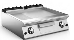 80 cm Gas Fry-Top with Thermostatically-Controlled Sloping Hotplate 2/3 Smooth 1/3 Ribbed.