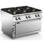 6 Burner Gas Range on Gas Maxi Oven with Upper Heating Element - Grill Voltage 230V Single Ph. - Mabrook Hotel Supplies