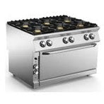 6 Burner Gas Range on Gas Maxi Oven with Upper Heating Element - Grill Voltage 230V Single Ph.