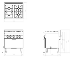 Mareno/ 70 RANGE 80 cm 4 Gas Burner Gas Oven Range.