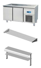 (7919.27NTV.24) Refrigerated Counters with Basin 4 GN 1/1 With Tray Sliding Shelf & Serving Shelf with Double Round Glass (GN Containers are not Included). - Mabrook Hotel Supplies