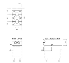 Mreno/ 70 RANGE 40 cm 2 Gas Burner Boiling Top.