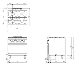 Mareno/ 70 RANGE 80 cm 4 Gas Burner Gas Oven Range.