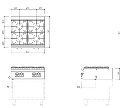 Mareno/ 70 RANGE 80 cm 4 Gas Burner Boiling Top.