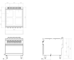 Mareno/ 80 cm 4 Square Electric HotPlate Electric Static Oven Range.