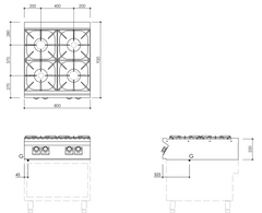 Mareno/ 90 RANGE 80 cm 4 Gas Burner Boiling Top.