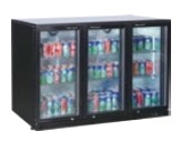 (BBT-350H(A) Short Version BackBar Cooler with 3 Hinged Door and 2 Shelves - Black Color , Dim: 1350x520x845mm (WxDxH). - Mabrook Hotel Supplies