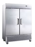 (ST-54BR) Upright Chiller Reach in Two Door with American Handled - 4 Shelves Each Door & Casters ,Dim: 1375x821x2117 mm (WxDxH). - Mabrook Hotel Supplies