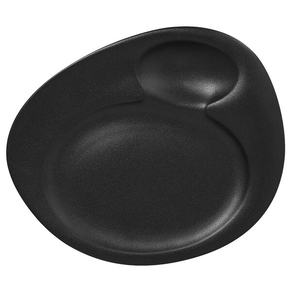 NEO FUSION NABUR DINNER PLATE, COLOR: BLACK, DIM: 32.1X26.7X3.4 CM - Mabrook Hotel Supplies