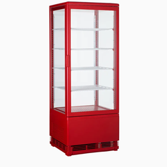 Curved Glass Door Red Display Cooler. - Mabrook Hotel Supplies