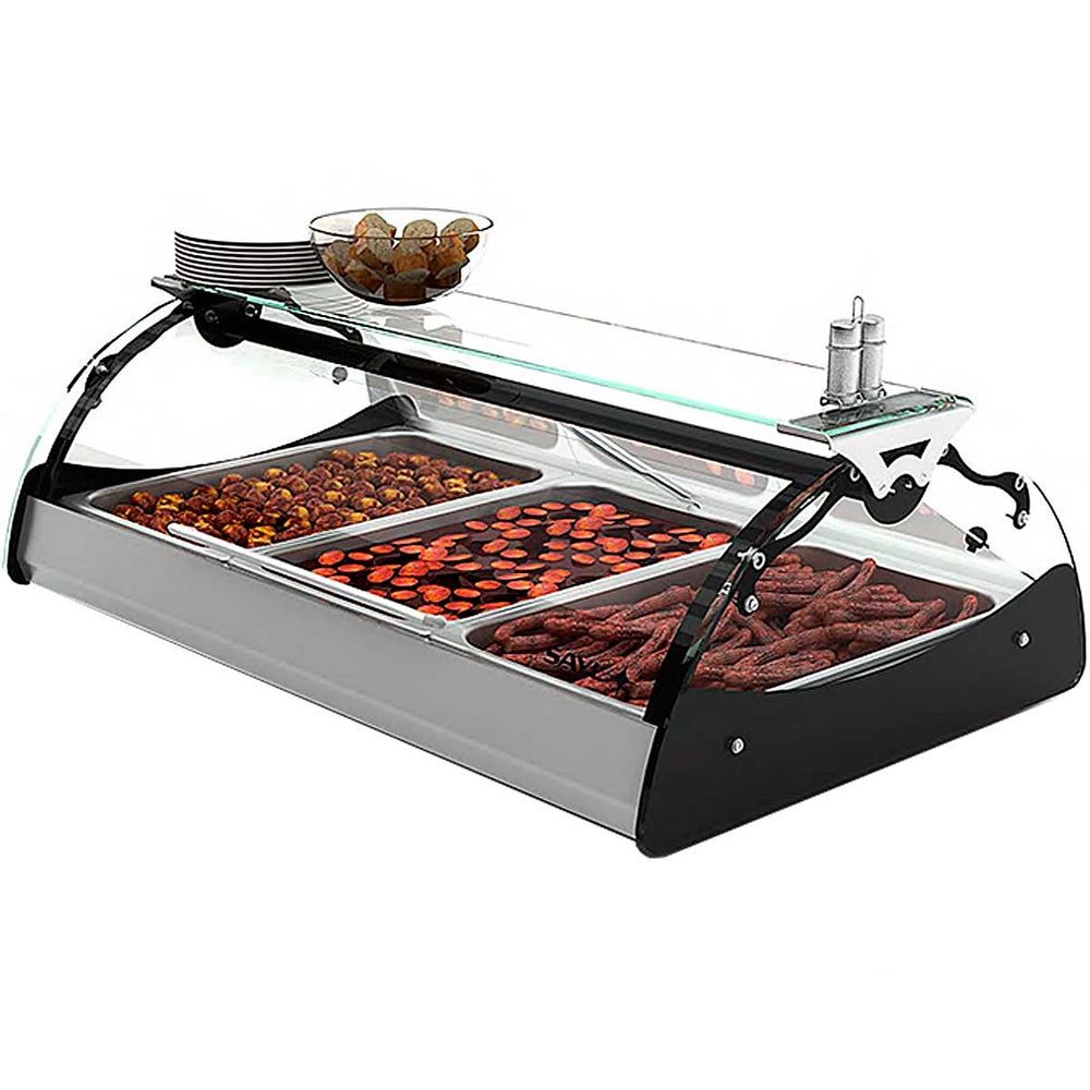 Sayl MaxiSelf CMX2 Bain Marie Stainless Steel with tempered glass & adjustable legs - Mabrook Hotel Supplies