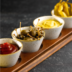 CHURCHILL STONECAST WHITE SPECKLE X-SQUARED SAUCE DISH; CAPACITY: 3OZ. - Mabrook Hotel Supplies