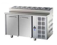 2 DOORS S/S GN 1/1 SNACK/SALAD COUNTER REFRIGERATOR & BOWLS 7 GN 1/3. GN PAN ARE NOT INCLUDED (Old Code: TCN-TF02MIDGNSK). - Mabrook Hotel Supplies