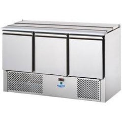3 DOORS SALADETTE COUNTER REFRIGERATOR WITH STAINLESS STEEL LID. - Mabrook Hotel Supplies