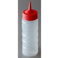 SINGLE-TIP WIDE MOUTH BOTTLE OPENING COLOR MATE DISPENSER, CAP COLOR RED. CAPACITY: 16 OZ, 0.47 LITERS
