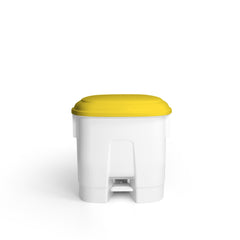 TTS CLEANING DERBY L WHITE POLYPROPYLENE BIN WITH PEDAL & LID- YELLOW, 30 LITRE - Mabrook Hotel Supplies