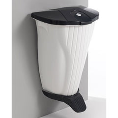 WALL-UP 50L, WHITE POLYPROPYLENE WALL MOUNTED BIN W/ ANTHRACITE-GREY PEDAL & LID, BAG TIGHTENER & SCREWS - Mabrook Hotel Supplies