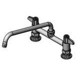 8" (203mm) Centers Deck Mount Mixing Faucet with Polished Chrome Plated Brass Body , 12" (305mm) Swing Nozzle w/Laminar Flow Device.