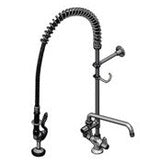 8" (203mm) Centers Pre Rinse Unit Deck Mount Mixing Add on Faucet w/ Polished Chrome Plated Brass Body & Ø 2 1/4" Deck Flange , 12" (305mm) Swing Nozzle.