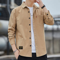 CASUAL SHIRT - 100% COTTON , COLOR: KHAKI , SIZE: 4XL - Mabrook Hotel Supplies