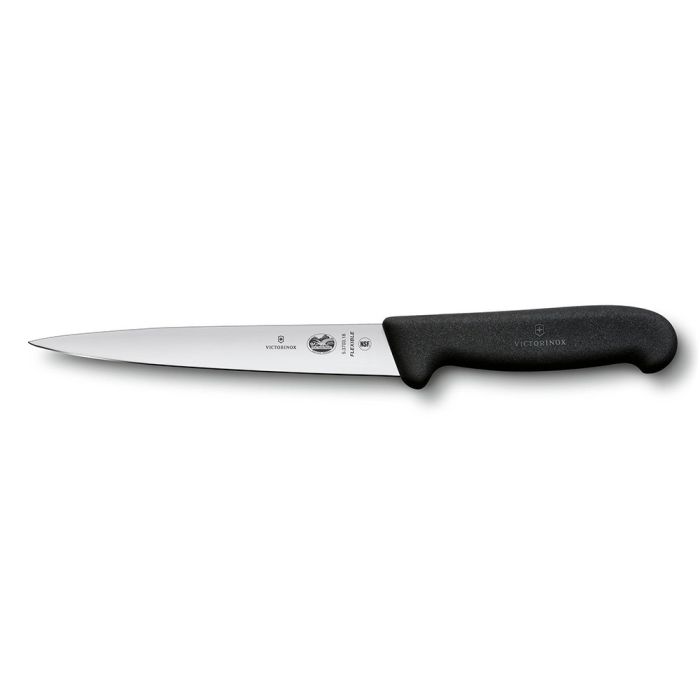 VICTORINOX FILLETING KNIFE, FLEXIBLE, FIBROX HANDLE BLACK - 18 CM - Mabrook Hotel Supplies