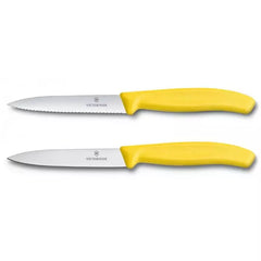 VICTORINOX SWISS CLASSIC PARING KNIVES, 1 WAVY EDGE + 1 NORMAL EDGE - YELLOW 10 CM - Mabrook Hotel Supplies
